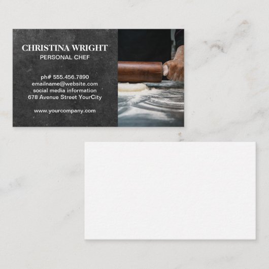 Chef Rolling Dough | Vlees en baksteen Visitekaartje (Voorkant / Achterkant)