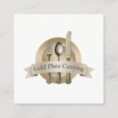 Chef Silverware Logo Event Catering Vierkante Visitekaartje (Voorkant)