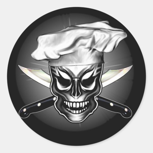 Chef Skull 1 Ronde Sticker (Voorkant)