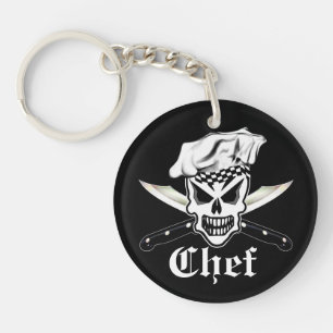 Chef Skull 2 en Geboste Chef Knives Sleutelhanger