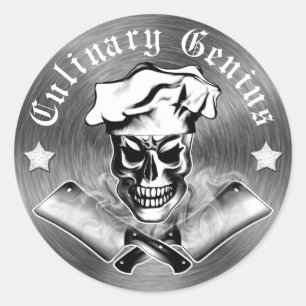 Chef Skull 3 Ronde Sticker