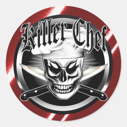 Chef Skull 4: Killer Chef Ronde Sticker (Voorkant)