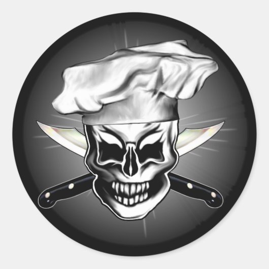 Chef Skull 6 Ronde Sticker (Voorkant)