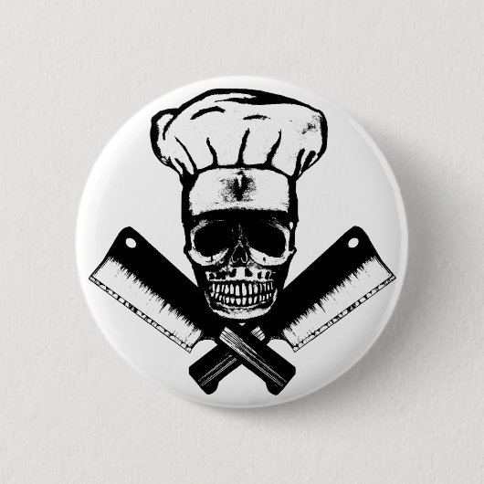 Chef Skull (B&W) Ronde Button 5,7 Cm (Voorkant)