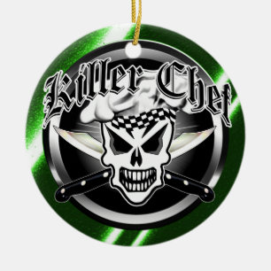 Chef Skull en Crossed Chef Knives 2 Keramisch Ornament