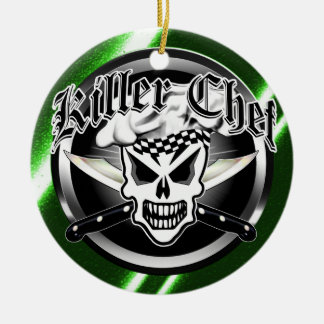 Chef Skull en Crossed Chef Knives 2 Keramisch Ornament
