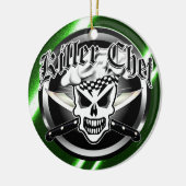 Chef Skull en Crossed Chef Knives 2 Keramisch Ornament (Links)