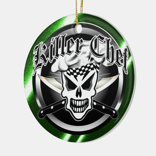 Chef Skull en Crossed Chef Knives 2 Keramisch Ornament (Links)