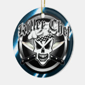 Chef Skull en Crossed Chef Knives 2 Keramisch Ornament (Links)