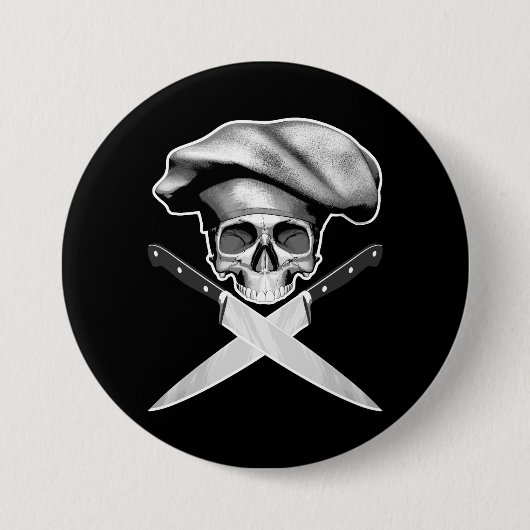 Chef Skull op Messen Ronde Button 7,6 Cm (Voorkant)