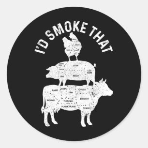 Chef Slager Bbq Ik Zou Dat Varkensvlees Roken Grap Ronde Sticker