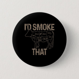 Chef Slager Kok Bbq Ik Zou Die Koe Roken Rundvlees Ronde Button 5,7 Cm
