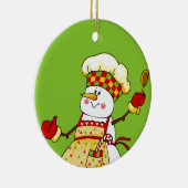 Chef Snowman-kerstversiering Keramisch Ornament (Rechts)