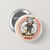 Chef Sock Monkey pin knop Ronde Button 5,7 Cm (Voorkant /achterkant)