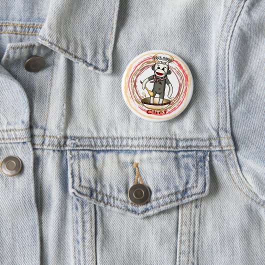 Chef Sock Monkey pin knop Ronde Button 5,7 Cm (In situ)