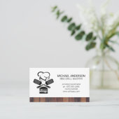 Chef Spatula Burger Logo | Hout Visitekaartje (Staand voorkant)