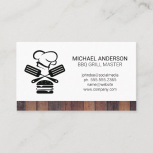 Chef Spatula Burger Logo Hout Visitekaartje