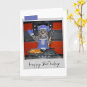 Chef Tabby Cat Funny Birthday Card Kaart (Gele Bloem)