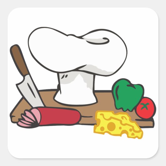 Chef-tabel Vierkante Sticker (Voorkant)
