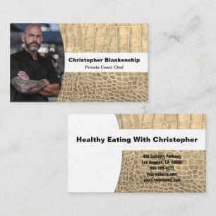 Chef Tan Nep Slangenhuid Leer Custom Foto Visitekaartje