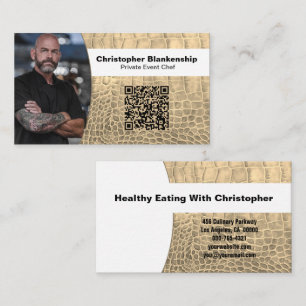 Chef Tan Slangenhuid Textuur Aangepaste Foto QR-co Visitekaartje