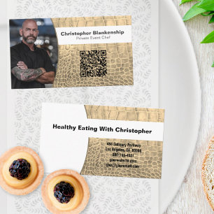 Chef Tan Snake Skin Textuur Aangepaste foto QR Cod Visitekaartje