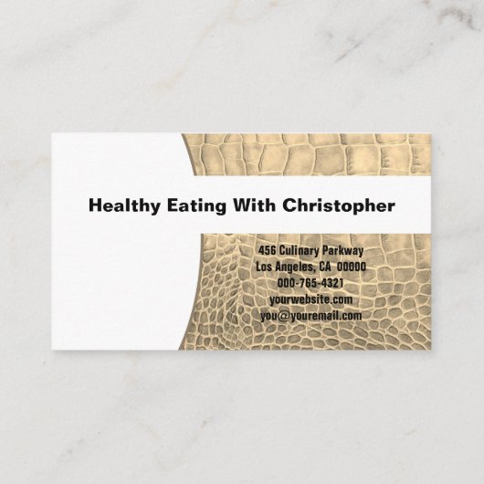 Chef Tan Snake Skin Textuur Aangepaste foto QR Cod Visitekaartje (Achterkant)