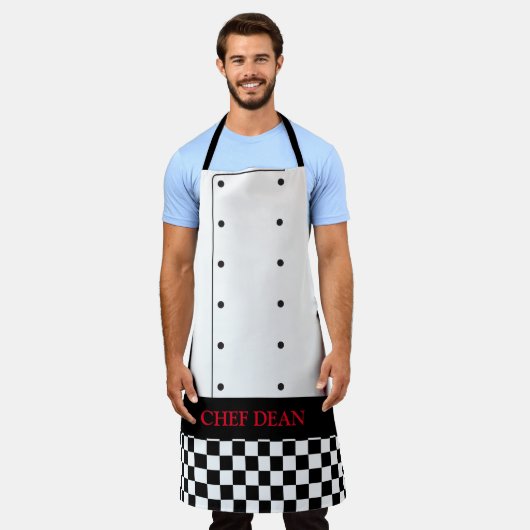 Chef Tuniek en geblokte broek Schort (Gedragen)