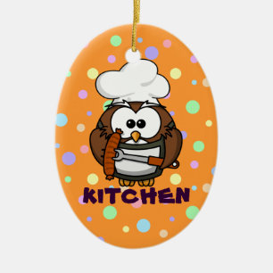 chef-uil keramisch ornament