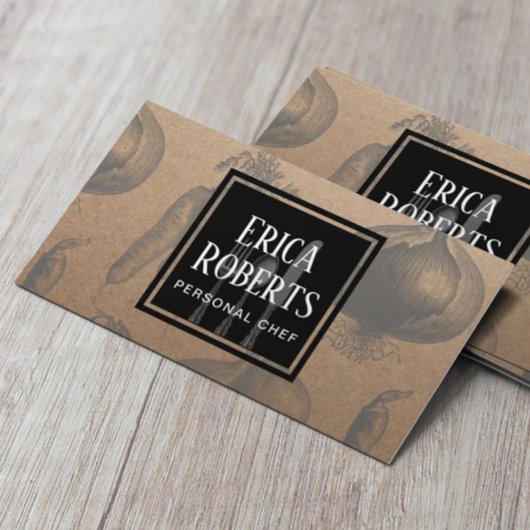 Chef Vegetable illustratie Rustic Kraft Visitekaartje