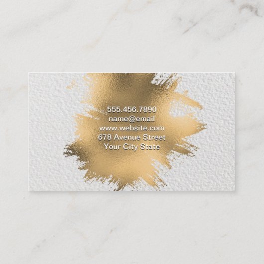 Chef Whisk | Goud Folie Spatten | Witte Textuur Visitekaartje (Achterkant)