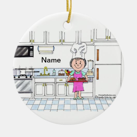 Chef, with Hat - Female Keramisch Ornament (Voorkant)