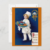 Chef with Tureen of Soup and Fruit Thanksgiving Feestdagenkaart (Voorkant / Achterkant)