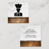 Chef | Zijderzijde | Achtergrond hout Vierkante Visitekaartje (Voorkant / Achterkant)