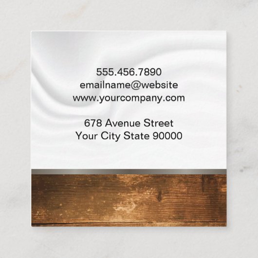 Chef | Zijderzijde | Achtergrond hout Vierkante Visitekaartje (Achterkant)