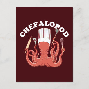 Chefalopod Octopus Chef Funny Pun Briefkaart