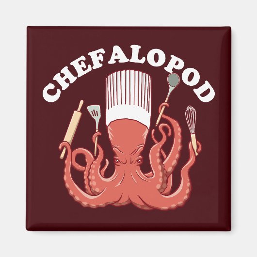 Chefalopod | Octopus Chef Funny Pun Magneet (Voorkant)