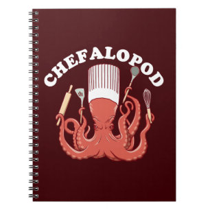 Chefalopod Octopus Chef Grappige Woordspeling Notitieboek