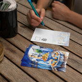 Chefchaouen Maroc Fontaine Aquarelle Carte postale