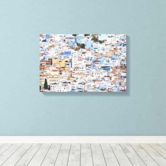 Chefchaouen, Marokko Canvas Afdruk (Insitu (Houten vloer))