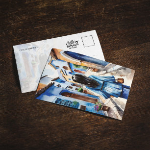 Chefchaouen Marokko Waterverf Briefkaart