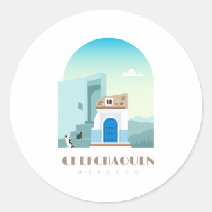 Chefchaouen stad marocco Skyline Ronde Sticker