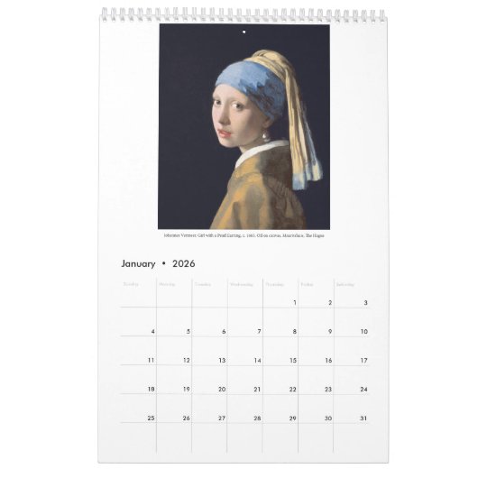 Chefs-d'oeuvre d'art du calendrier (Jan 2026)
