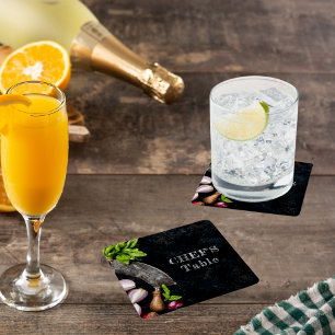 Chef's tafel rustiek koken food party vierkante kartonnen onderzetter