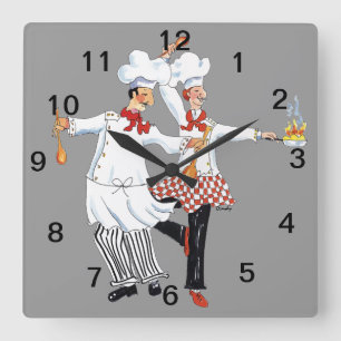Chefs- wandklok vierkante klok