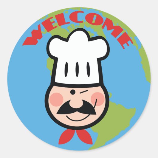 Chefs Welkom Ronde Sticker (Voorkant)