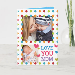 Cheful Colorful Stippen Custom Photo Love Mam Kaart