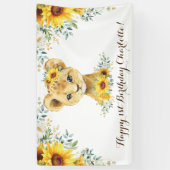 Cheful Oerwoud Lion Cub Sunflower Happy Birthday Spandoek (Verticaal)
