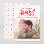 Cheful Red Lettering kerstfoto Feestdagenkaart (Voorkant / Achterkant)