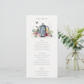 Cheful Rozen Floral Teapot Wedding Menu Card (Staand voorkant)